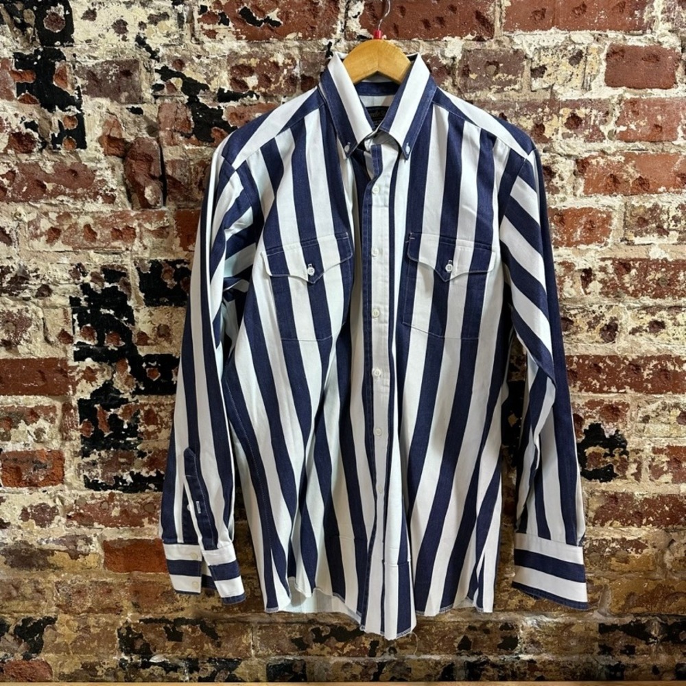 VTG Panhandle Slim Western Cowboy Shirt Button Up L/S Purple Stripe Mens L